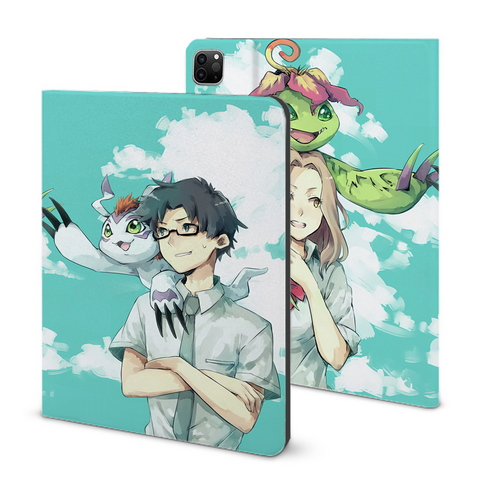 （画像用） Digimon デジタルモンスター/デジモン IPad ケース ブック型 PUレザー TPU 耐衝撃 軽量 薄型 ペン収納なし 全面保護 IPad 各モデル対応